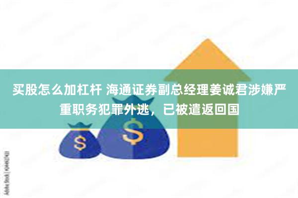 买股怎么加杠杆 海通证券副总经理姜诚君涉嫌严重职务犯罪外逃，已被遣返回国